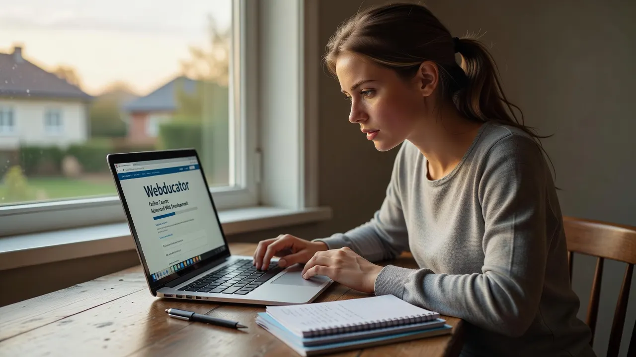A learner taking an online course at home